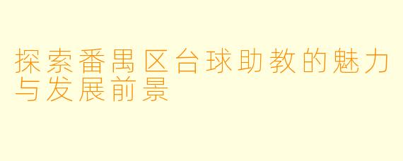 探索番禺区台球助教的魅力与发展前景