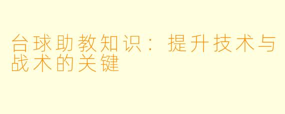 台球助教知识：提升技术与战术的关键