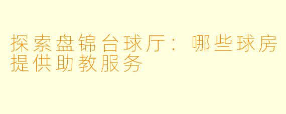 探索盘锦台球厅：哪些球房提供助教服务