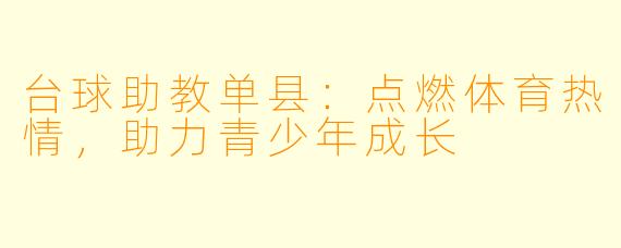 台球助教单县：点燃体育热情，助力青少年成长