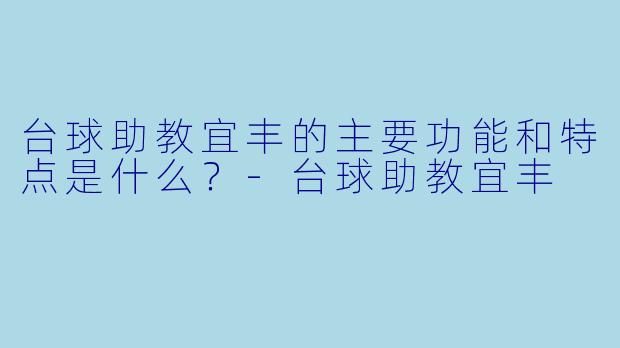 台球助教宜丰的主要功能和特点是什么?