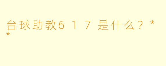 台球助教617是什么？**