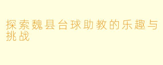 探索魏县台球助教的乐趣与挑战
