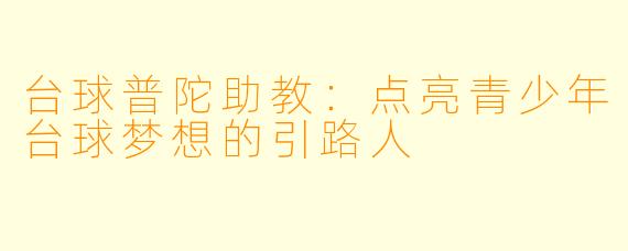 台球普陀助教:点亮青少年台球梦想的引路人