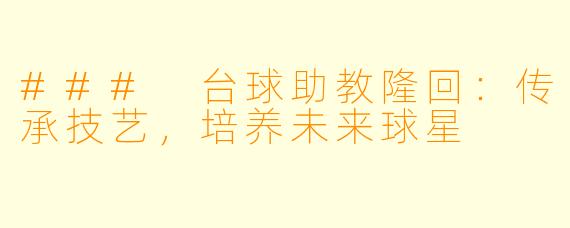 ### 台球助教隆回:传承技艺,培养未来球星