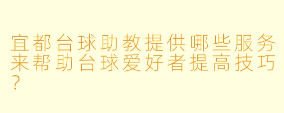 宜都台球助教提供哪些服务来帮助台球爱好者提高技巧？