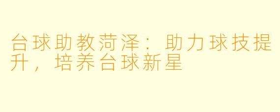 台球助教菏泽：助力球技提升，培养台球新星