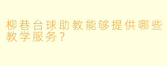 柳巷台球助教能够提供哪些教学服务？