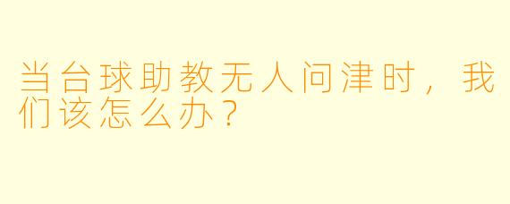 当台球助教无人问津时，我们该怎么办？