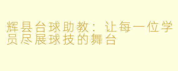 辉县台球助教：让每一位学员尽展球技的舞台