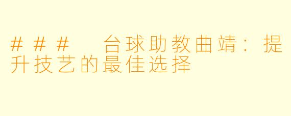 ### 台球助教曲靖：提升技艺的最佳选择