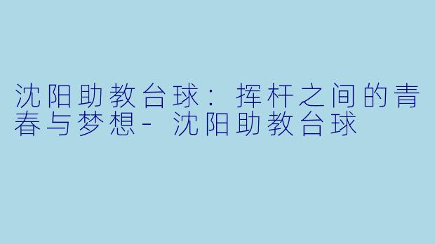 沈阳助教台球：挥杆之间的青春与梦想-沈阳助教台球