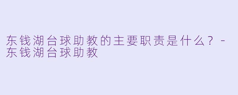 东钱湖台球助教的主要职责是什么？