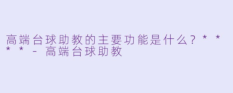 高端台球助教的主要功能是什么？****