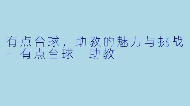有点台球,助教的魅力与挑战