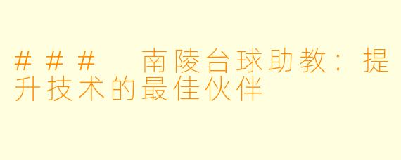 ### 南陵台球助教:提升技术的最佳伙伴
