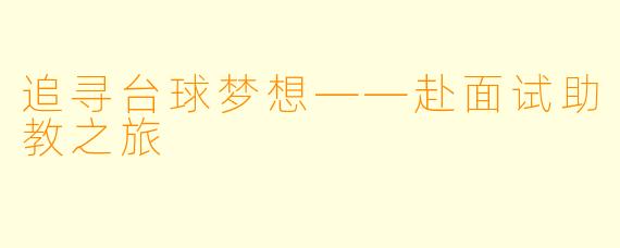 追寻台球梦想——赴面试助教之旅