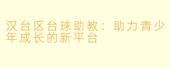 汉台区台球助教:助力青少年成长的新平台