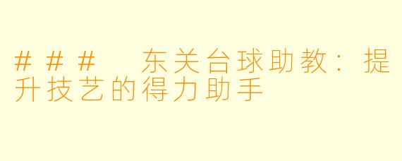### 东关台球助教：提升技艺的得力助手