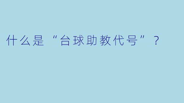 什么是“台球助教代号”？  
