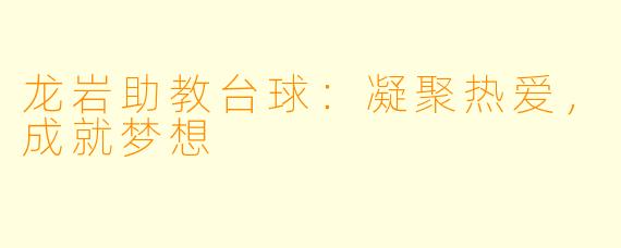 龙岩助教台球：凝聚热爱，成就梦想