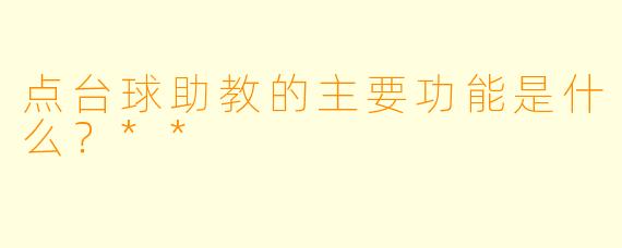 点台球助教的主要功能是什么？**