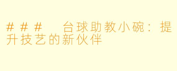 ### 台球助教小碗：提升技艺的新伙伴