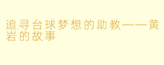追寻台球梦想的助教——黄岩的故事