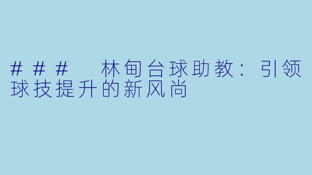 ### 林甸台球助教：引领球技提升的新风尚