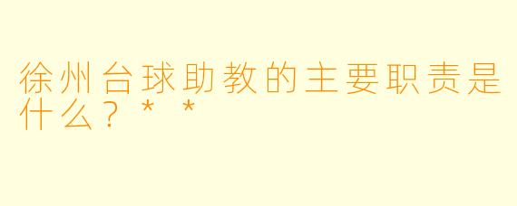 徐州台球助教的主要职责是什么?**