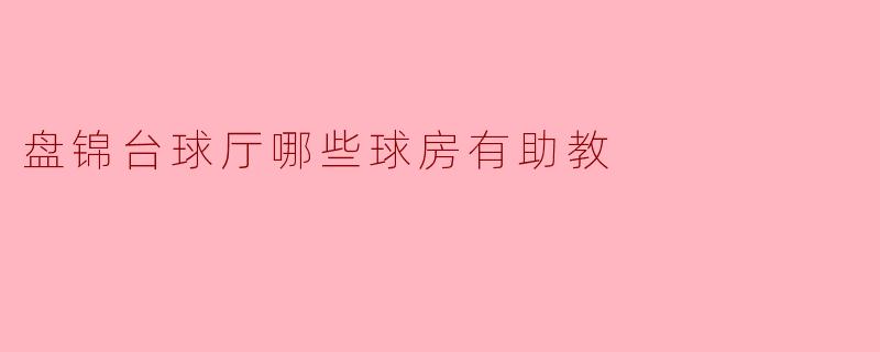 盘锦台球厅哪些球房有助教