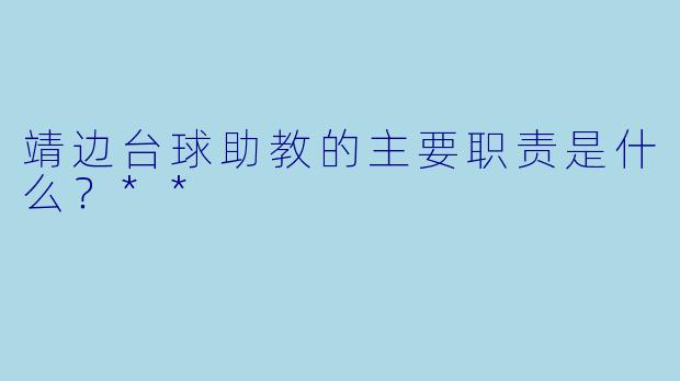 靖边台球助教的主要职责是什么？**