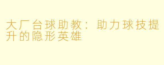 大厂台球助教:助力球技提升的隐形英雄