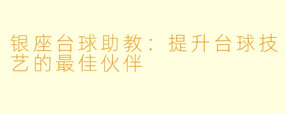 银座台球助教：提升台球技艺的最佳伙伴