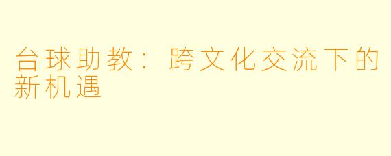 台球助教：跨文化交流下的新机遇