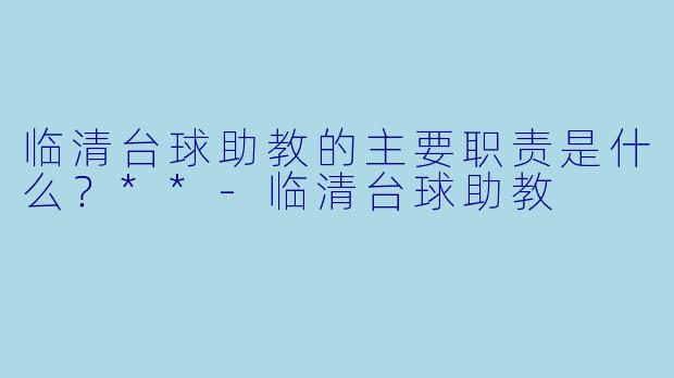 临清台球助教的主要职责是什么？**