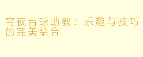 宵夜台球助教:乐趣与技巧的完美结合