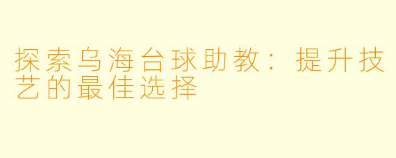 探索乌海台球助教：提升技艺的最佳选择