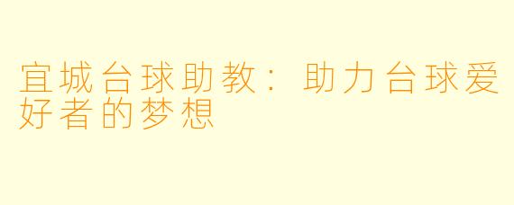 宜城台球助教：助力台球爱好者的梦想