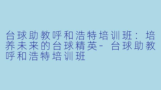 台球助教呼和浩特培训班：培养未来的台球精英-台球助教呼和浩特培训班