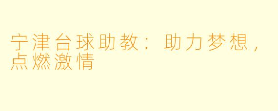 宁津台球助教:助力梦想,点燃激情