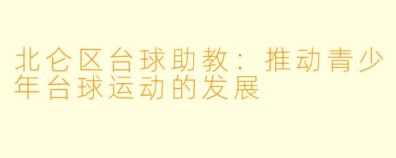 北仑区台球助教：推动青少年台球运动的发展