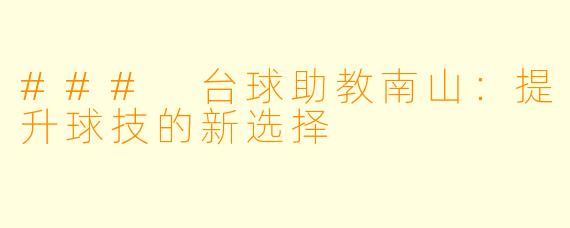 ### 台球助教南山：提升球技的新选择