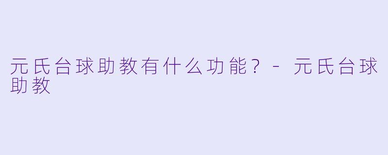 元氏台球助教有什么功能？