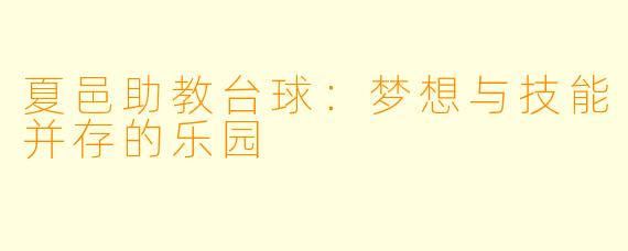 夏邑助教台球：梦想与技能并存的乐园