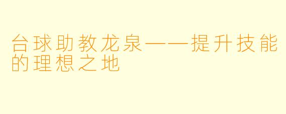 台球助教龙泉——提升技能的理想之地