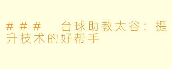 ### 台球助教太谷：提升技术的好帮手