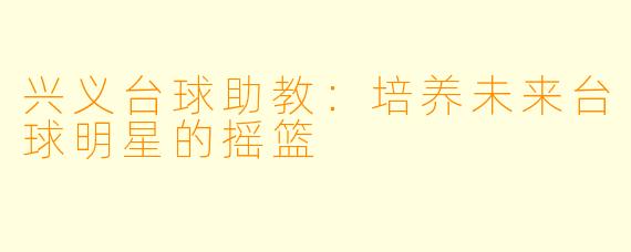 兴义台球助教：培养未来台球明星的摇篮
