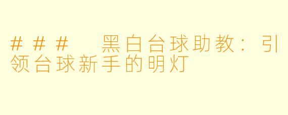 ### 黑白台球助教:引领台球新手的明灯