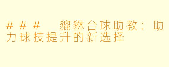 ### 貔貅台球助教：助力球技提升的新选择